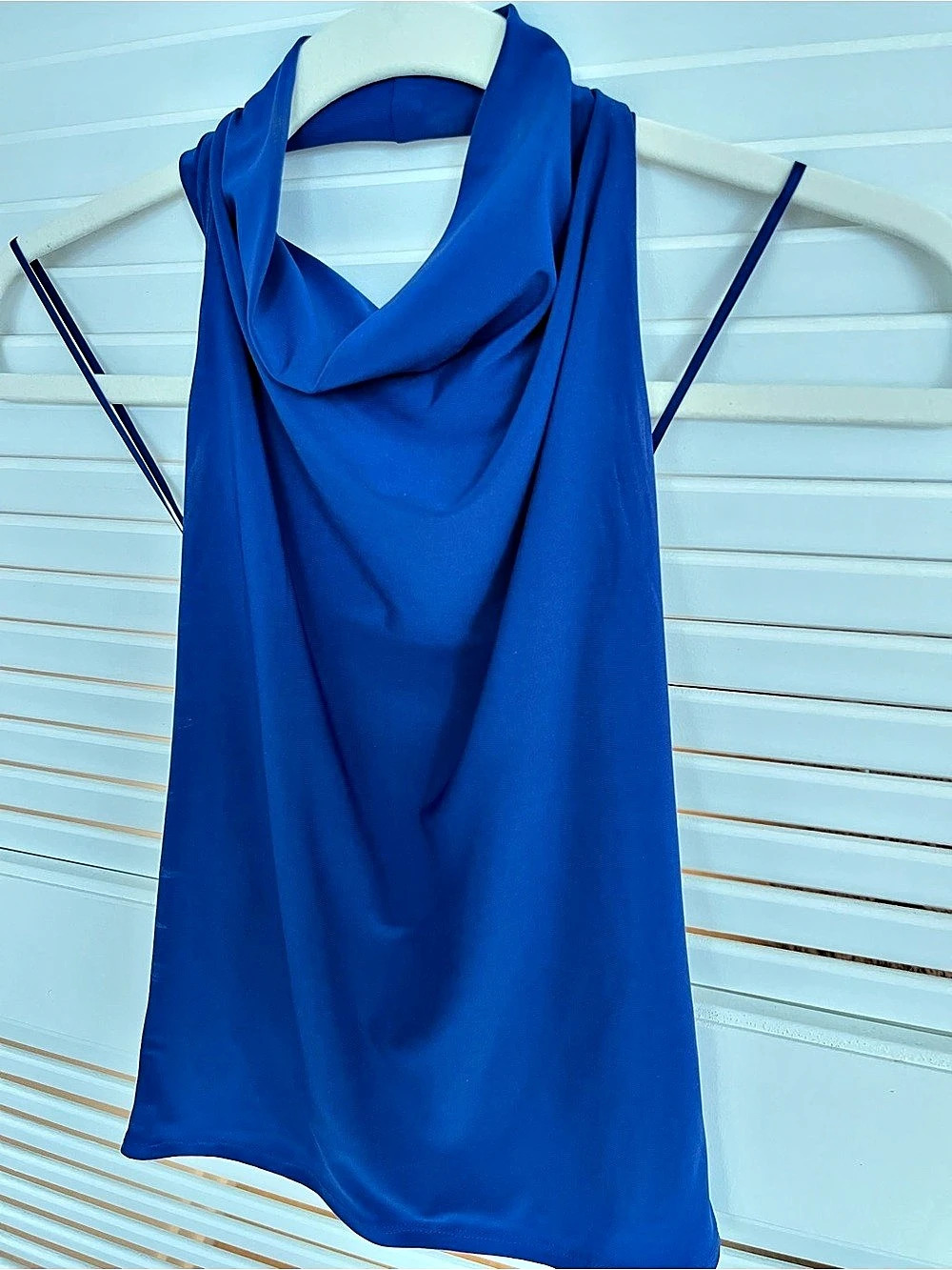 Aritzia Draped Neck Blue Tank Top
